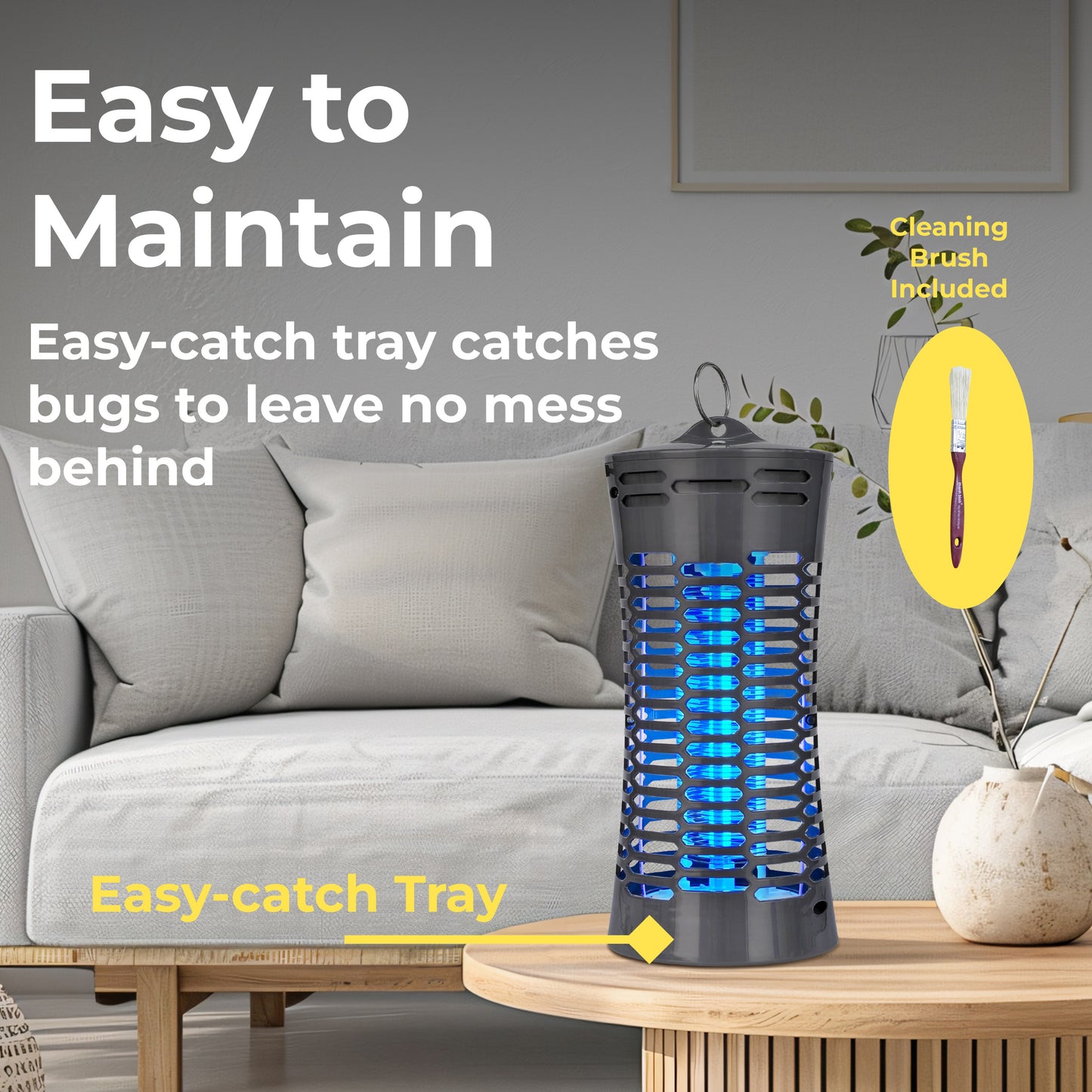 Techko UV Light Indoor Bug Zapper with Easy Catch Tray – Chemical-Free Insect Killer for Mosquitoes, Flies, and Gnats