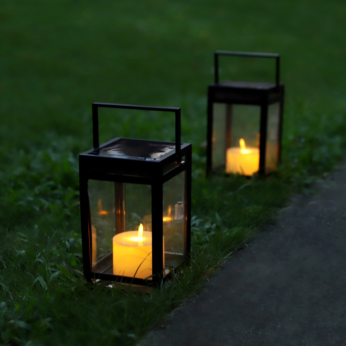 Solar Modern Candle Lantern with Handle