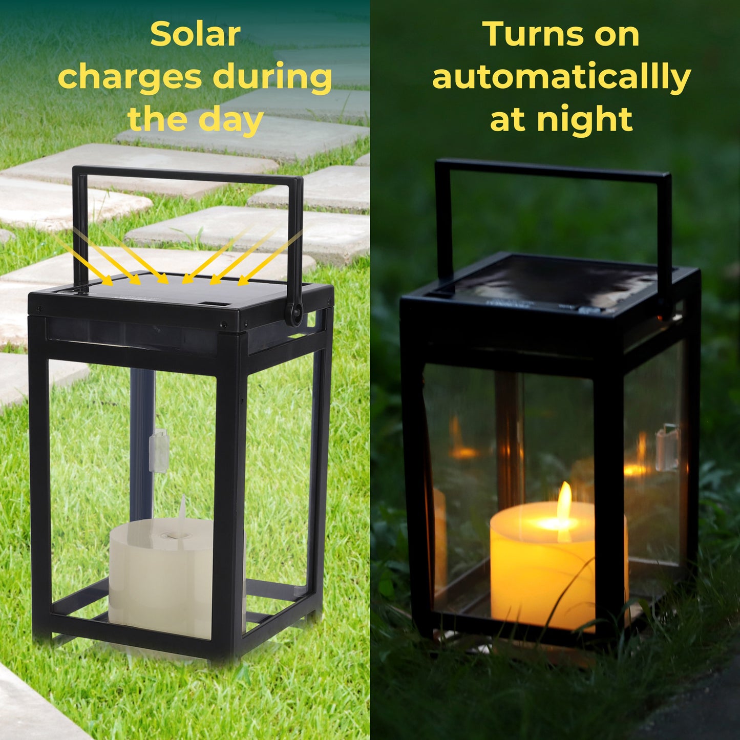 Solar Modern Candle Lantern with Handle