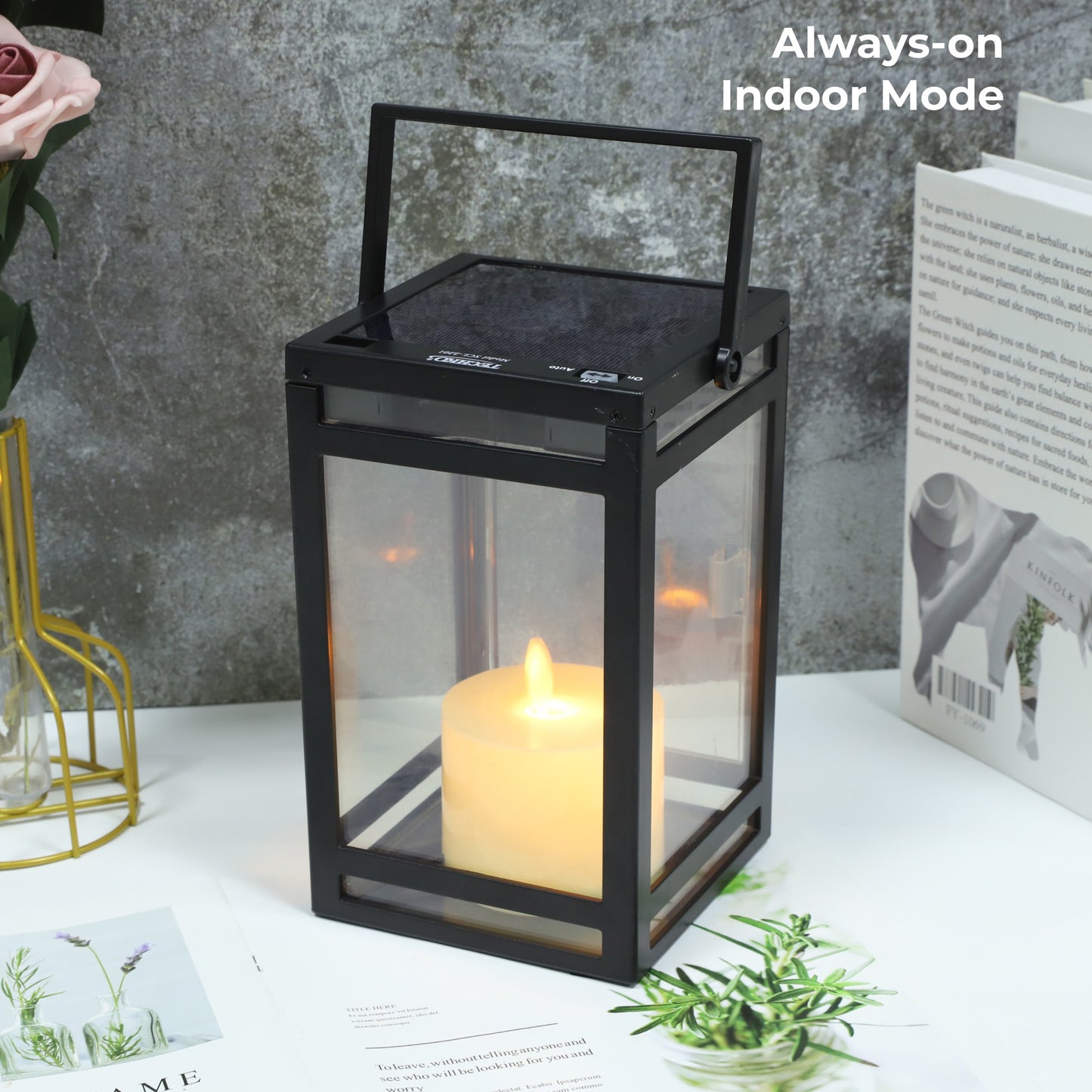 Solar Modern Candle Lantern with Handle