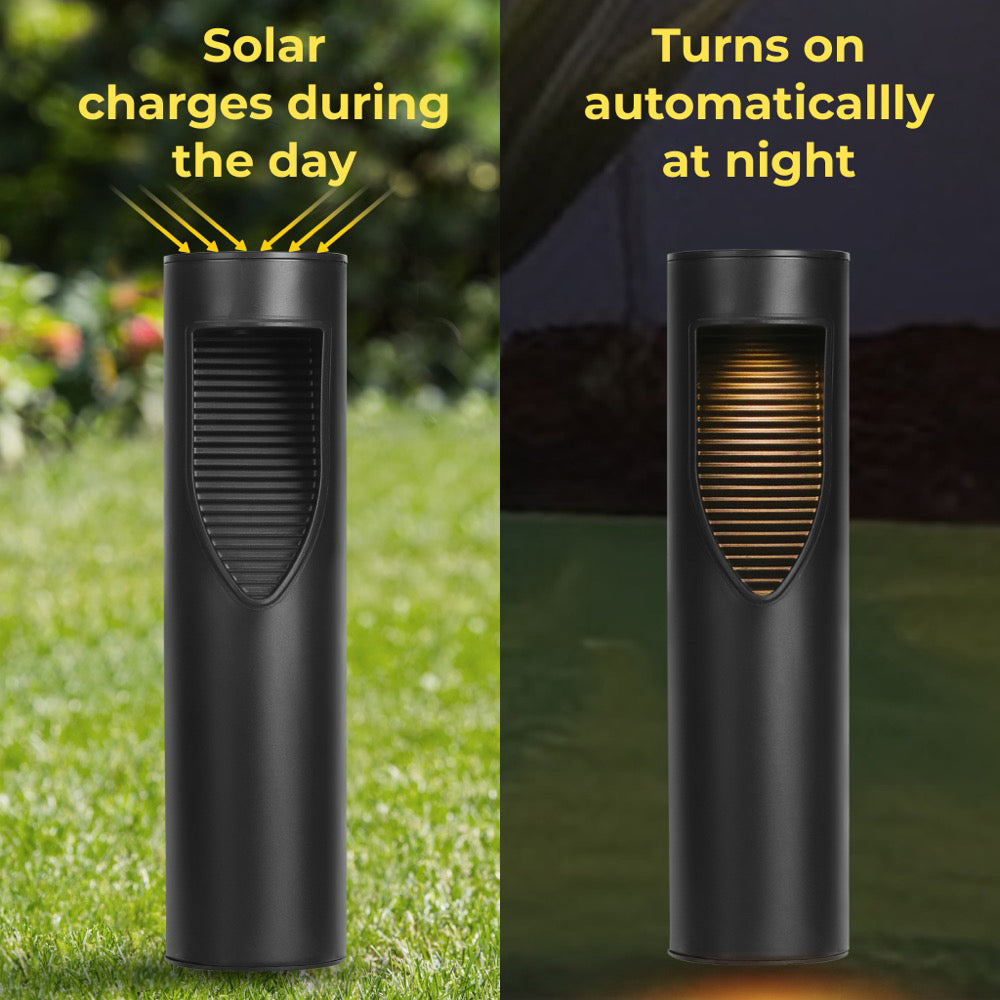 Outdoor Solar Cylinder Bollard Path Lights (2-pack)