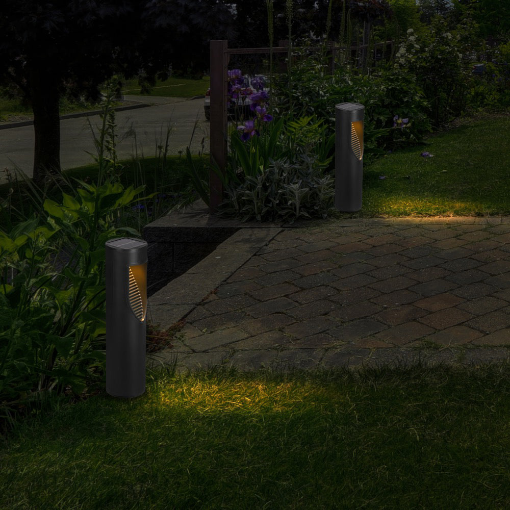 Outdoor Solar Cylinder Bollard Path Lights (2-pack)