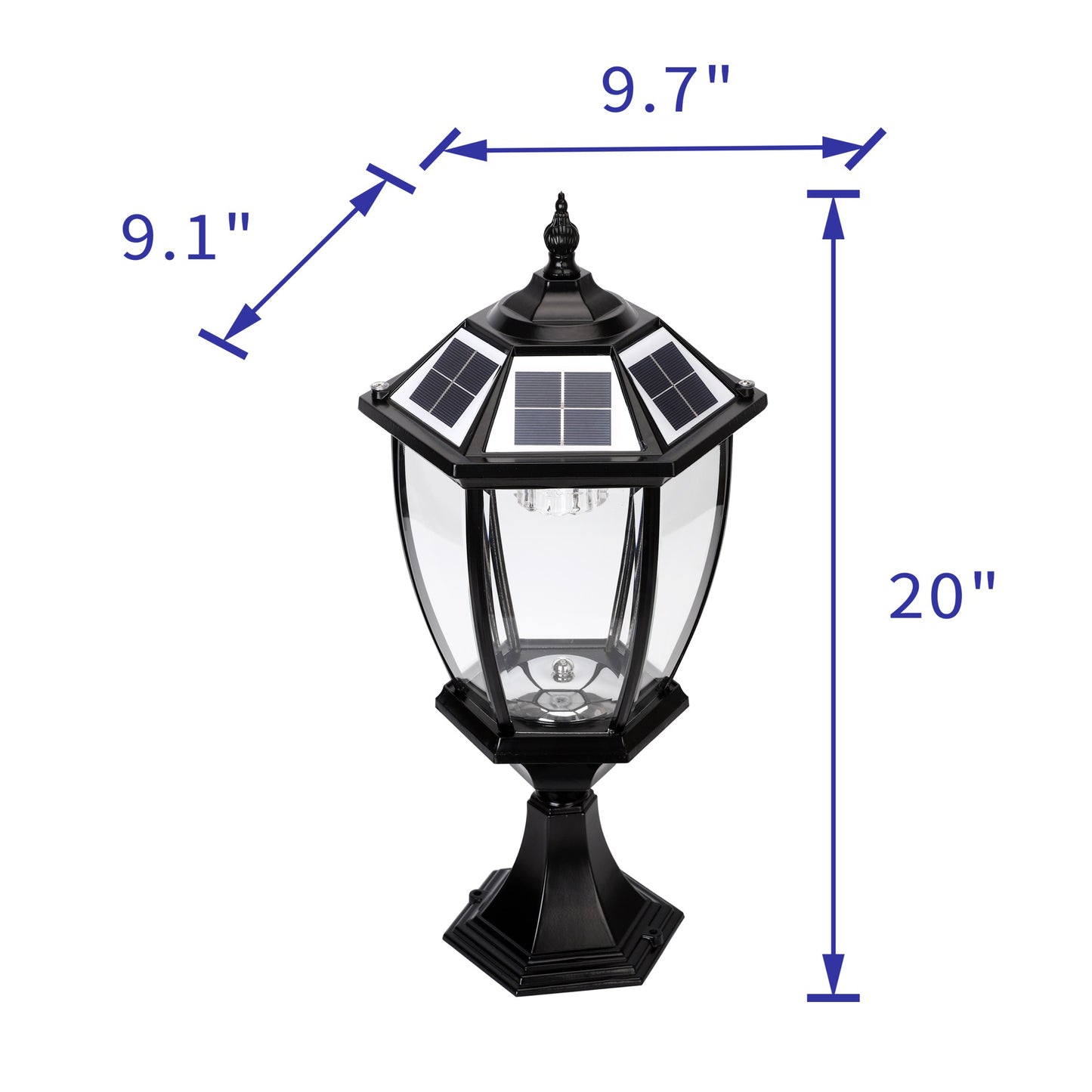 Solar Vintage Pillar & Fence Post Light with Remote