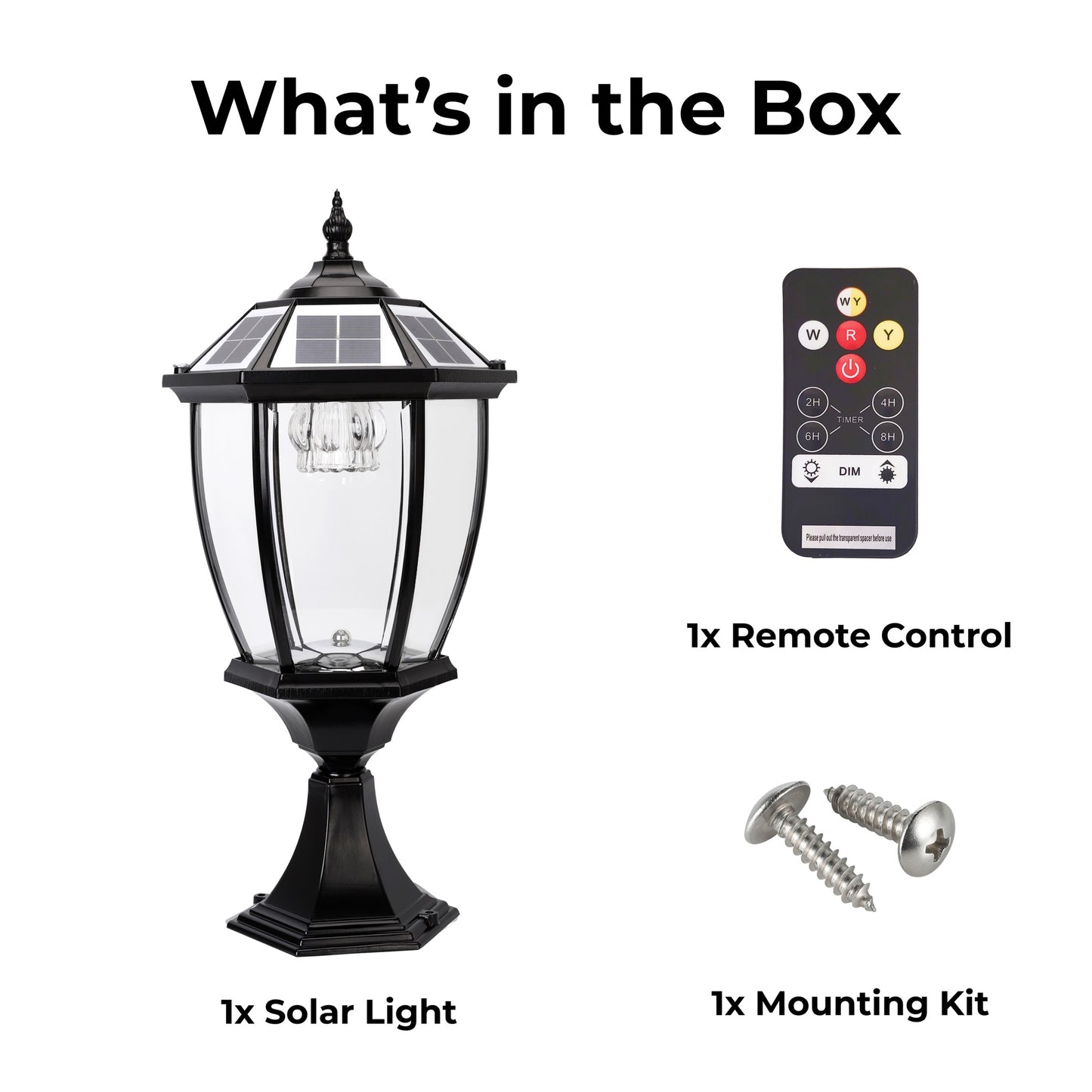 Solar Vintage Pillar & Fence Post Light with Remote