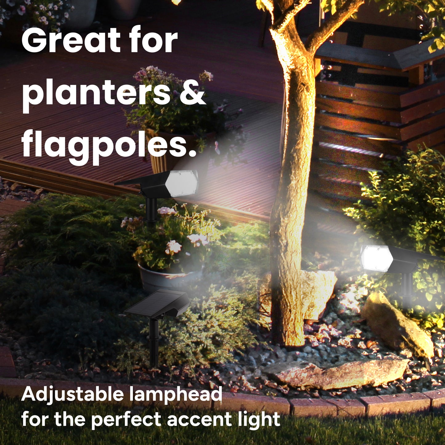 Outdoor Solar Spotlight w/ Wall-Mount & Ground-Stake