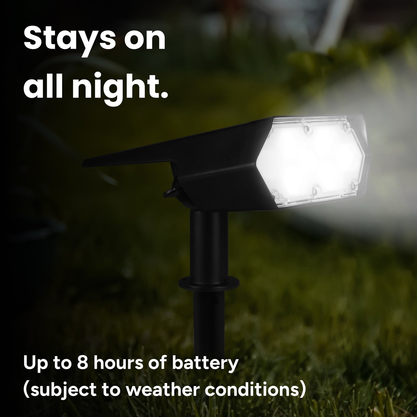 Outdoor Solar Spotlight w/ Wall-Mount & Ground-Stake