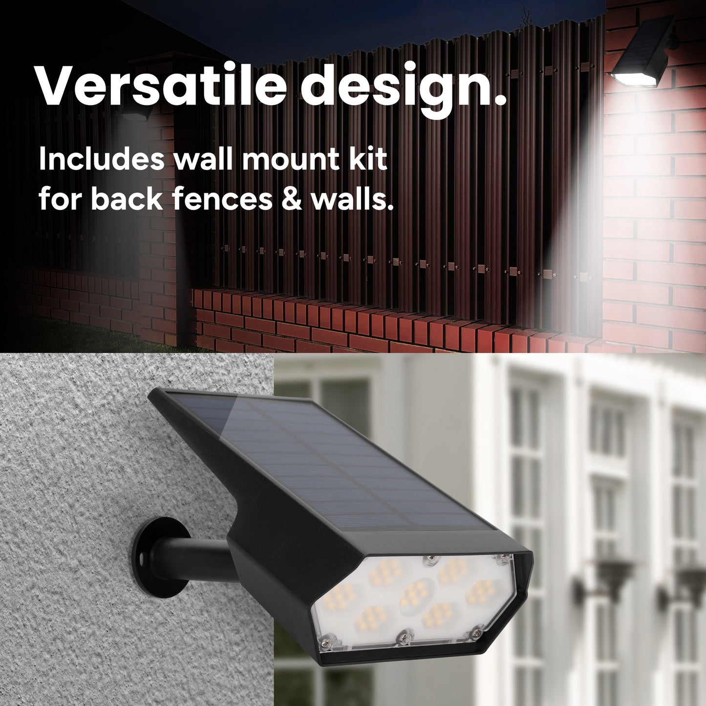 Outdoor Solar Spotlight w/ Wall-Mount & Ground-Stake