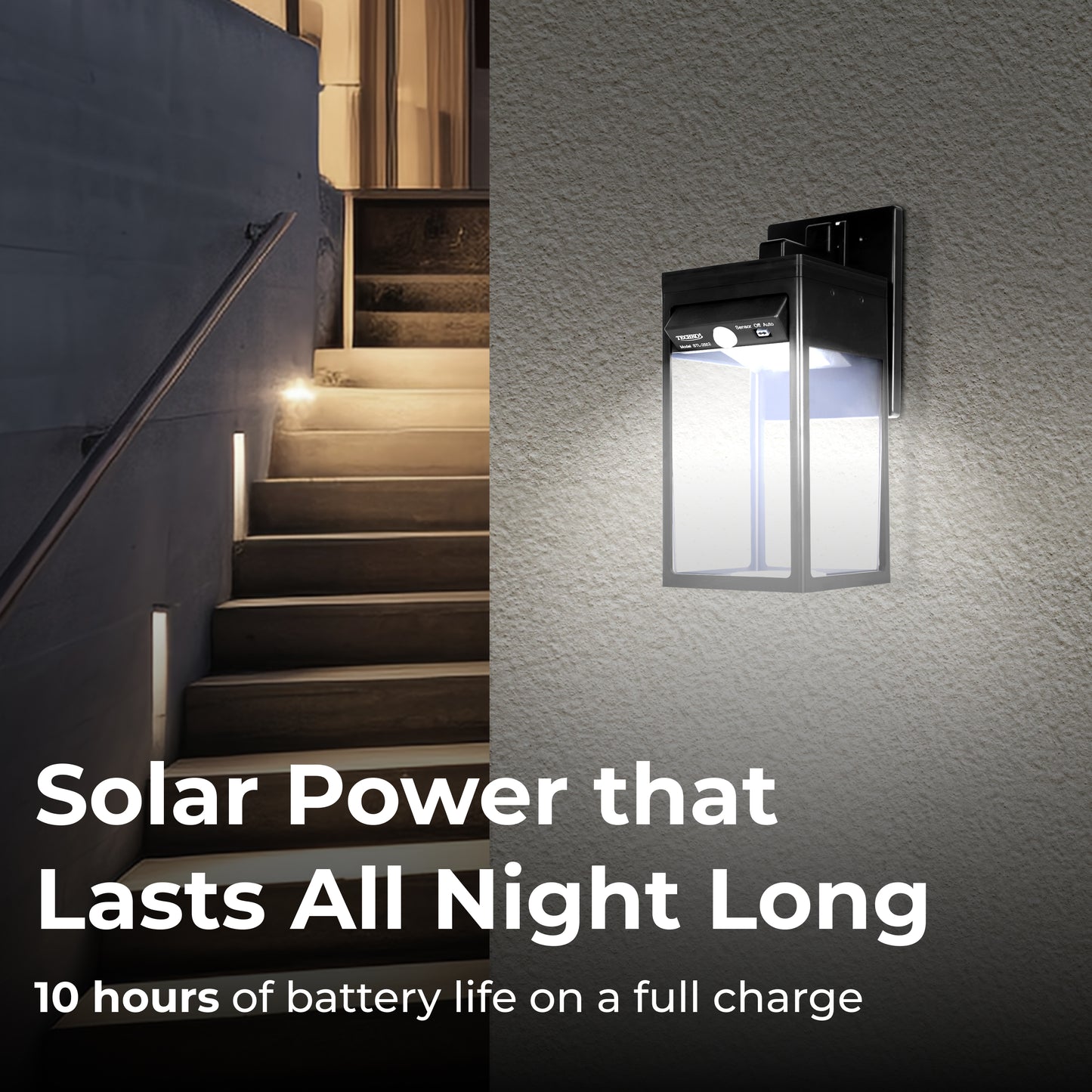 Solar Wall Light Sconce with Motion Sensor - Minimal Modern Style