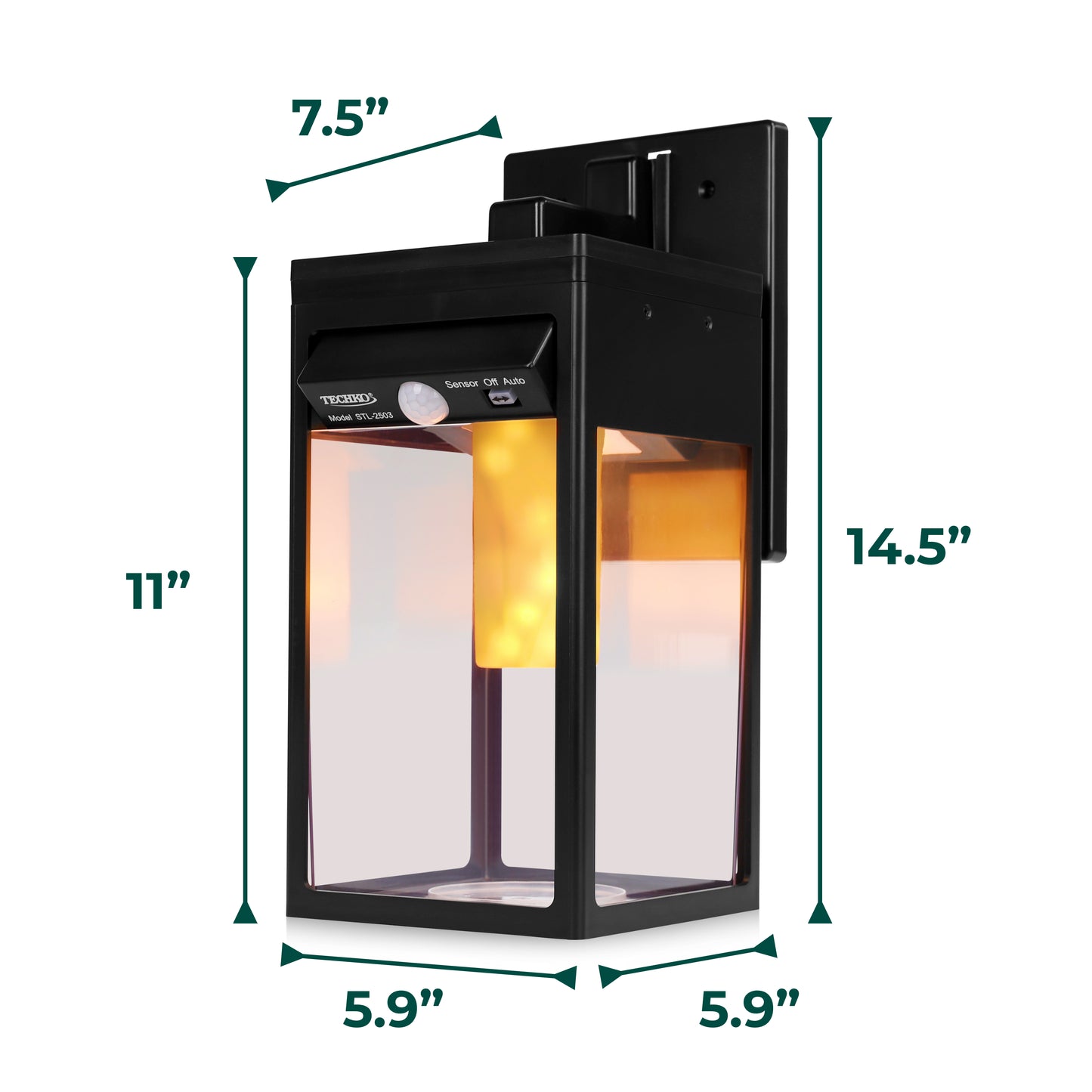 Solar Wall Sconce Lantern w/ Flame Effect