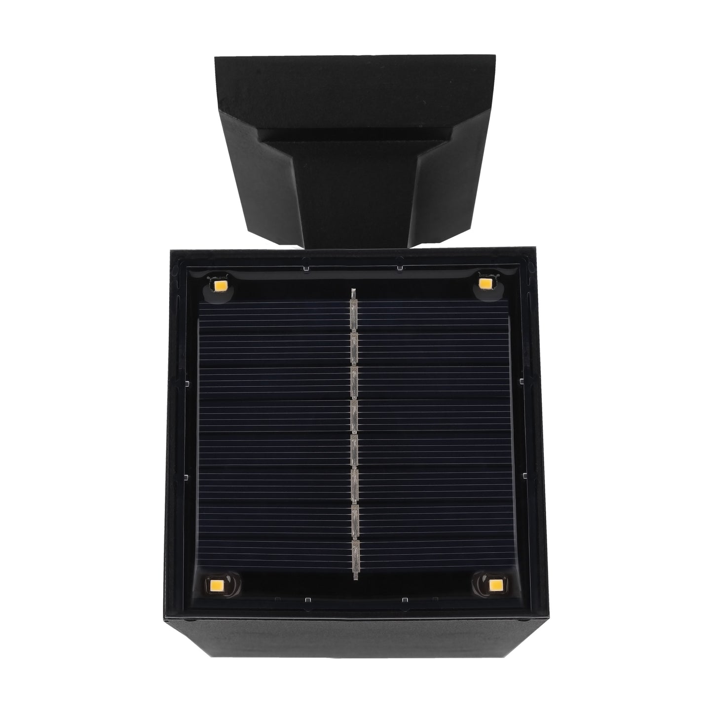 Outdoor Solar Wall Light Square Aluminum Metal Black Sconce, Modern Light Fixture