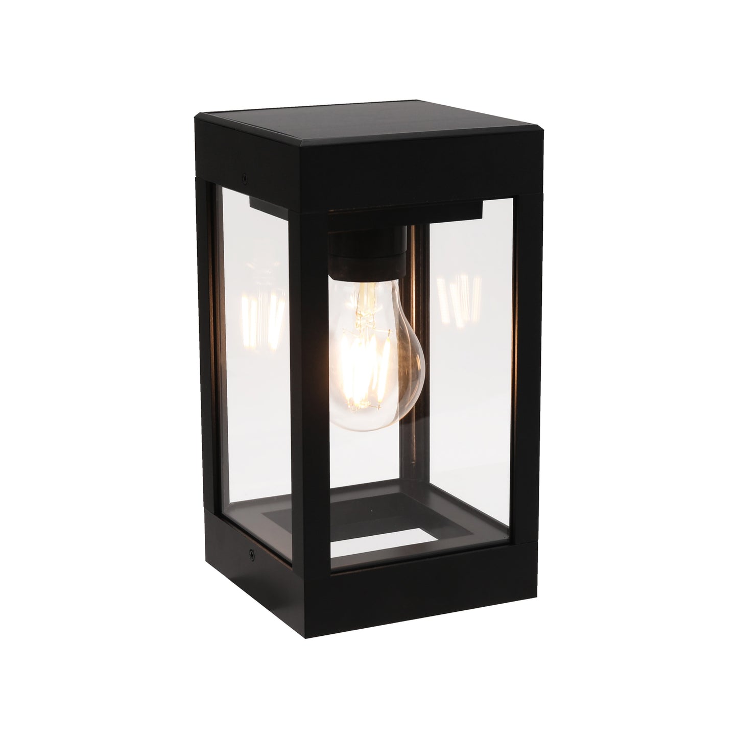 Outdoor Solar Wall Light Edison LED Bulb Aluminum Metal Black Sconce, Modern Light Fixture