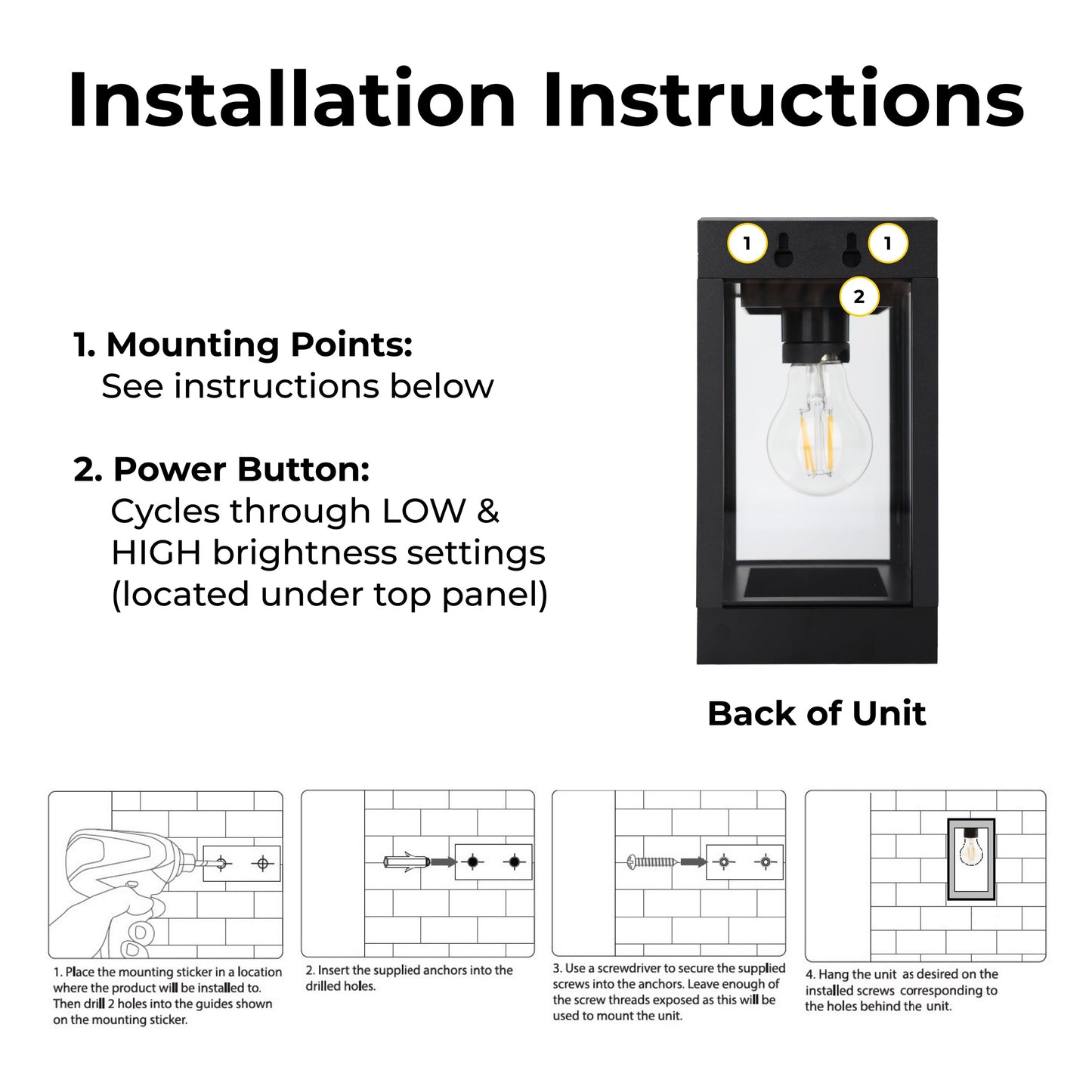 Outdoor Solar Wall Light Edison LED Bulb Aluminum Metal Black Sconce, Modern Light Fixture