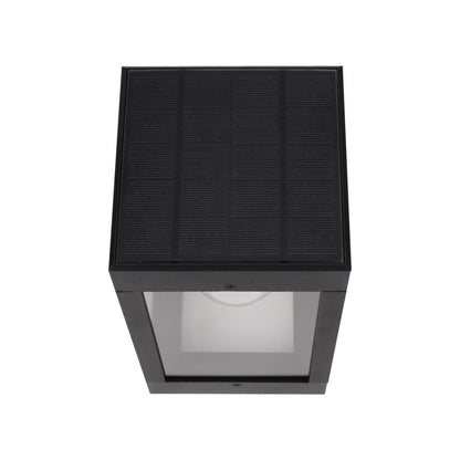 Outdoor Solar Wall Light Edison LED Bulb Aluminum Metal Black Sconce, Modern Light Fixture