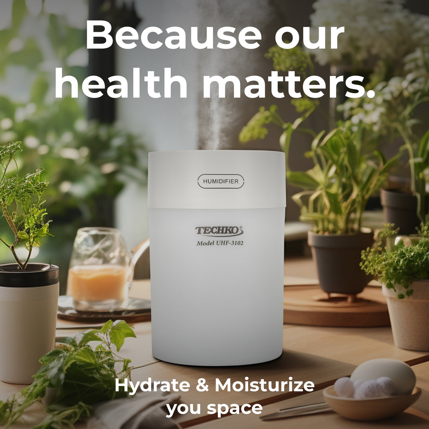 Portable Fine-Mist Humidifier w/ LED Night Light - 600ml