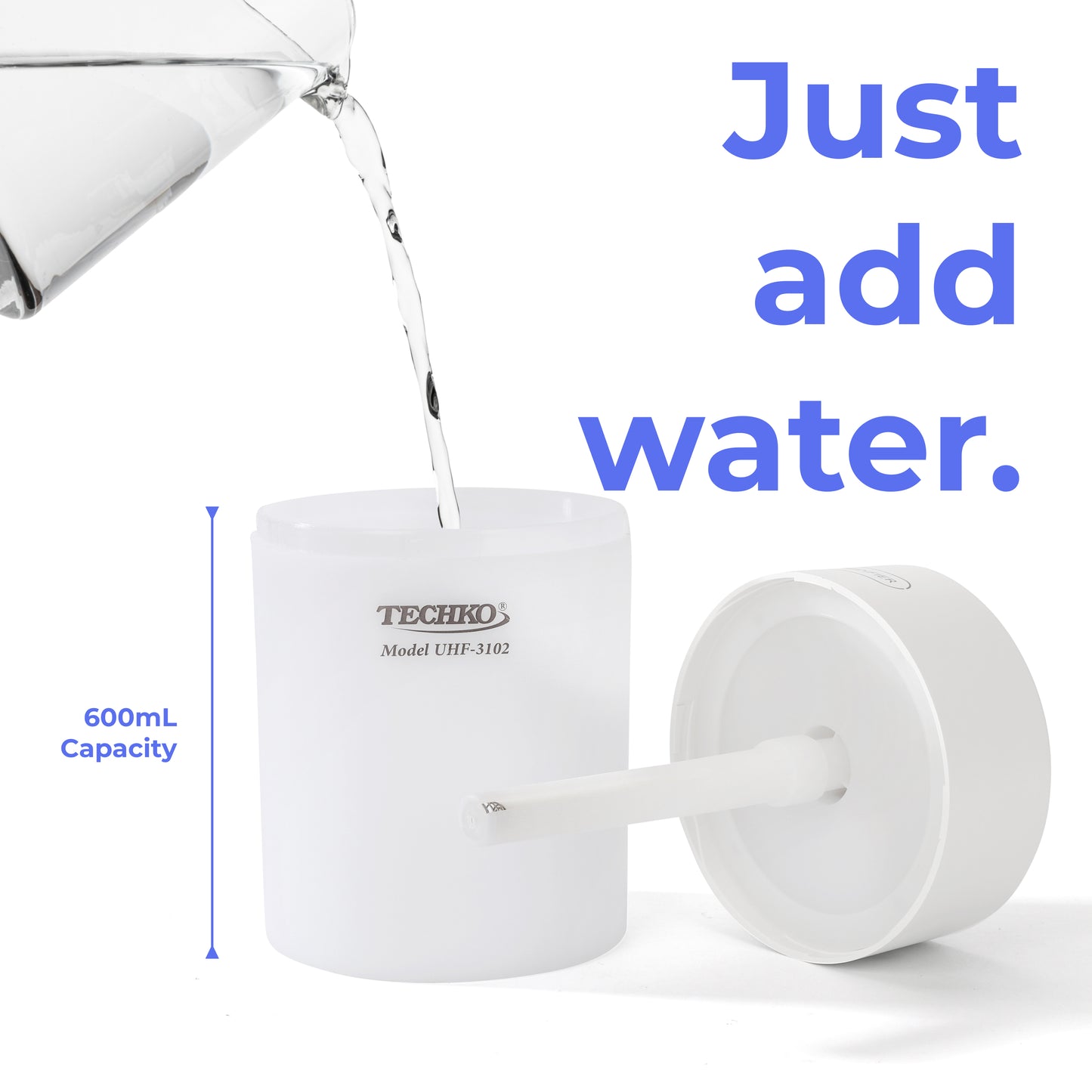 Portable Fine-Mist Humidifier w/ LED Night Light - 600ml