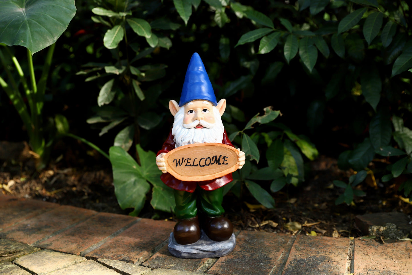 Garden Gnome with High-Power Solar Spotlight