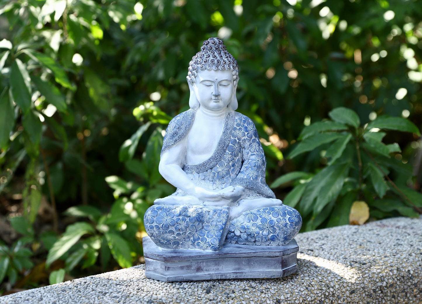Meditating Buddha with High-Power Solar Spotlight