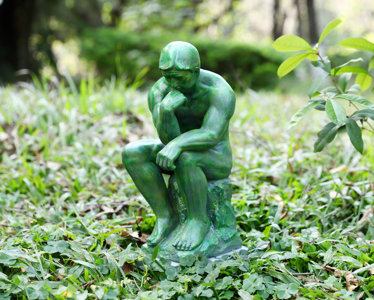 Thinker Statue with High-Power Solar Spotlight