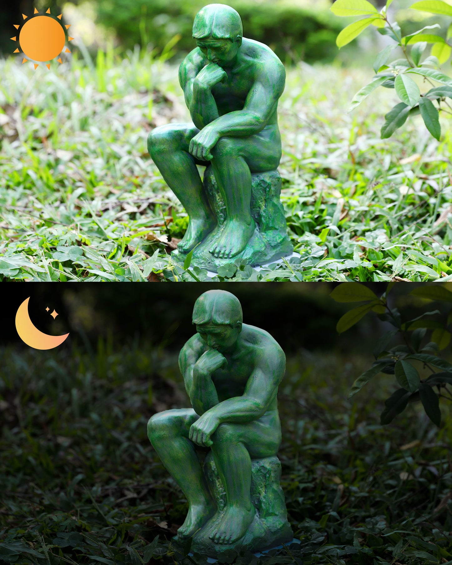 Thinker Statue with High-Power Solar Spotlight
