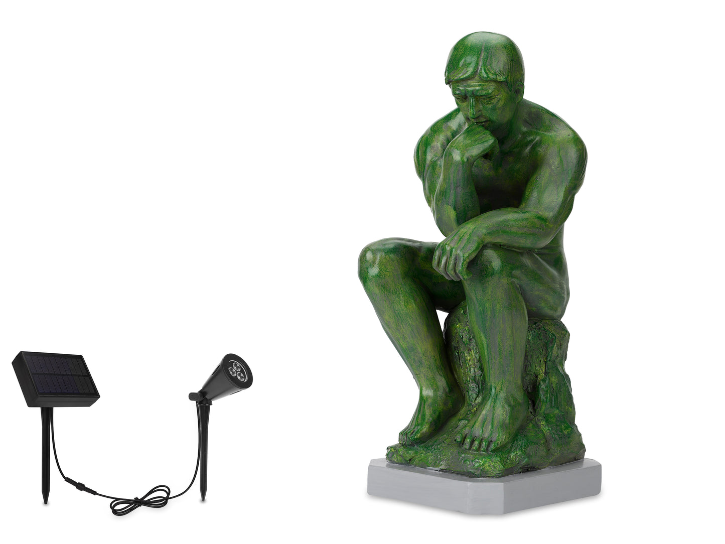 Thinker Statue with High-Power Solar Spotlight