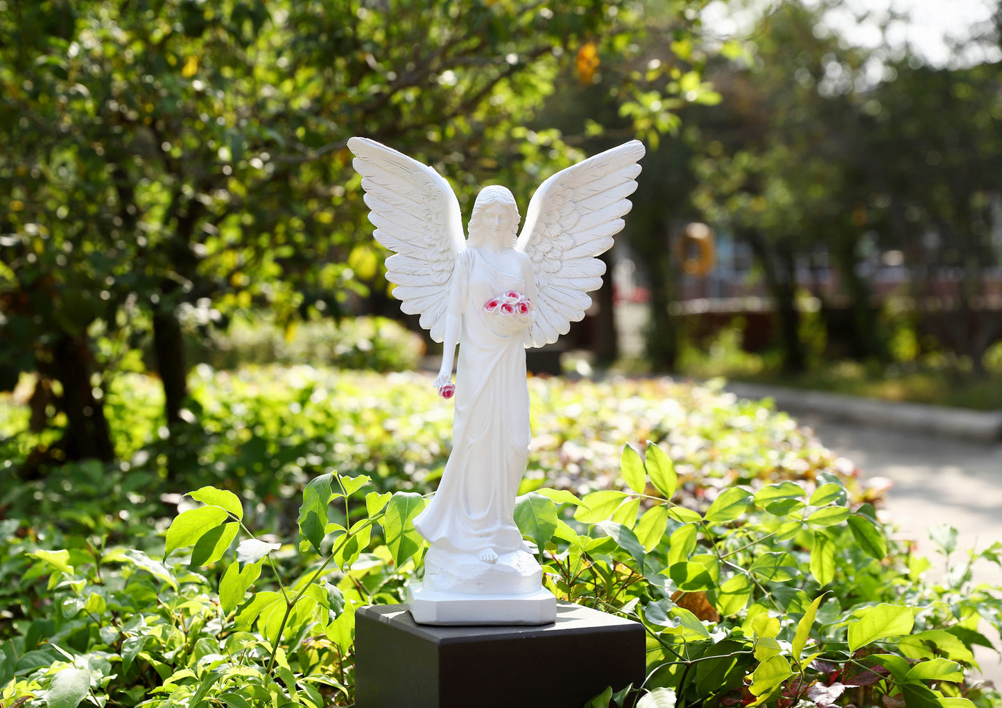 Guardian Angel with High-Power Solar Spotlight (Open Wings)