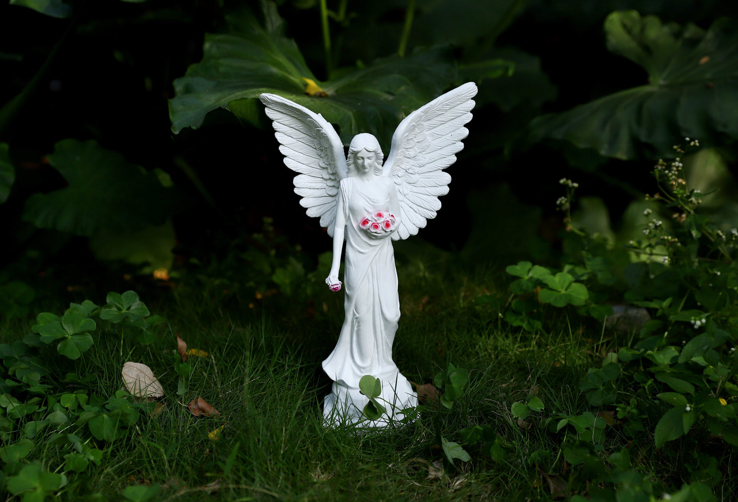Guardian Angel with High-Power Solar Spotlight (Open Wings)