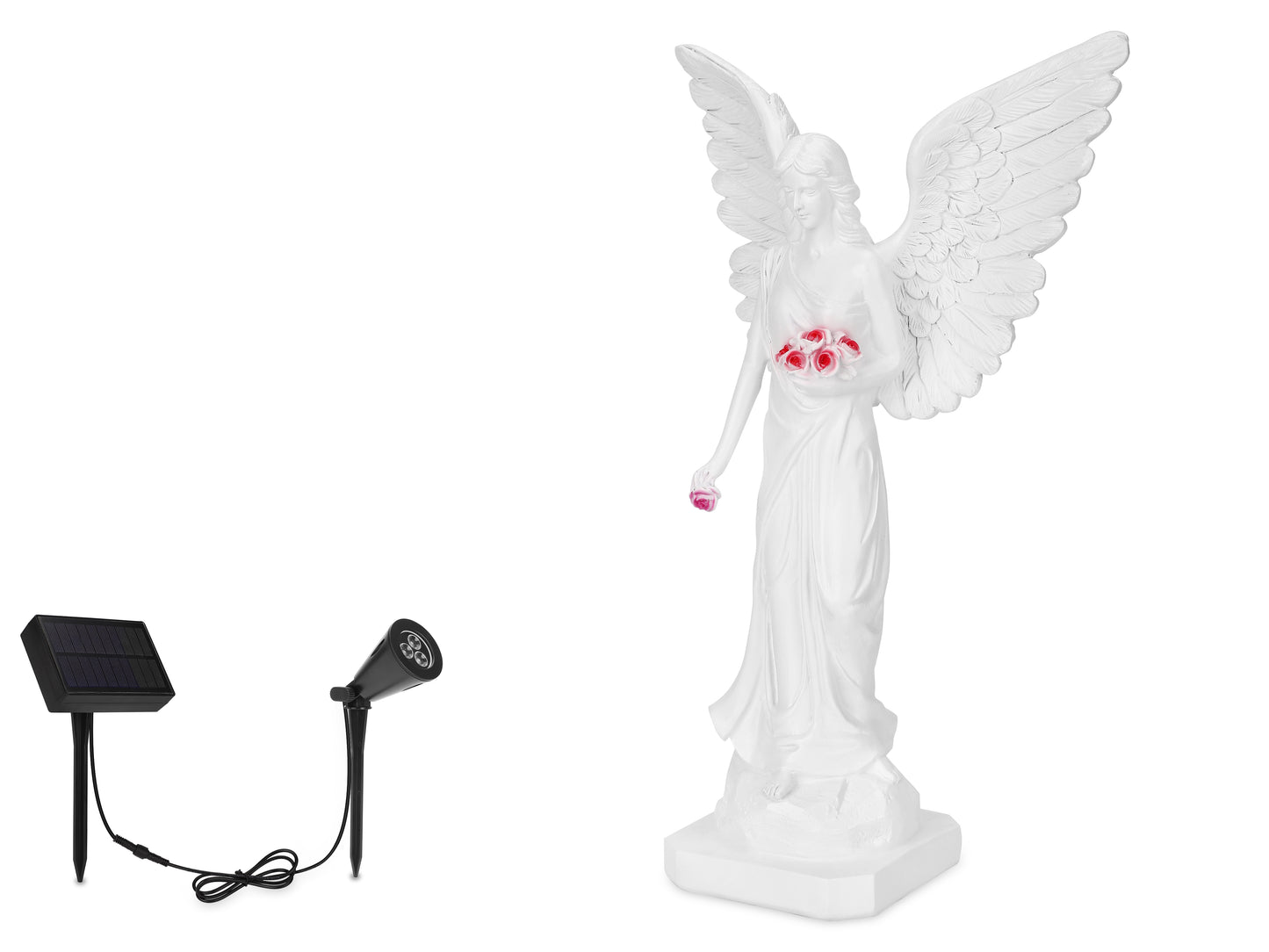 Guardian Angel with High-Power Solar Spotlight (Open Wings)