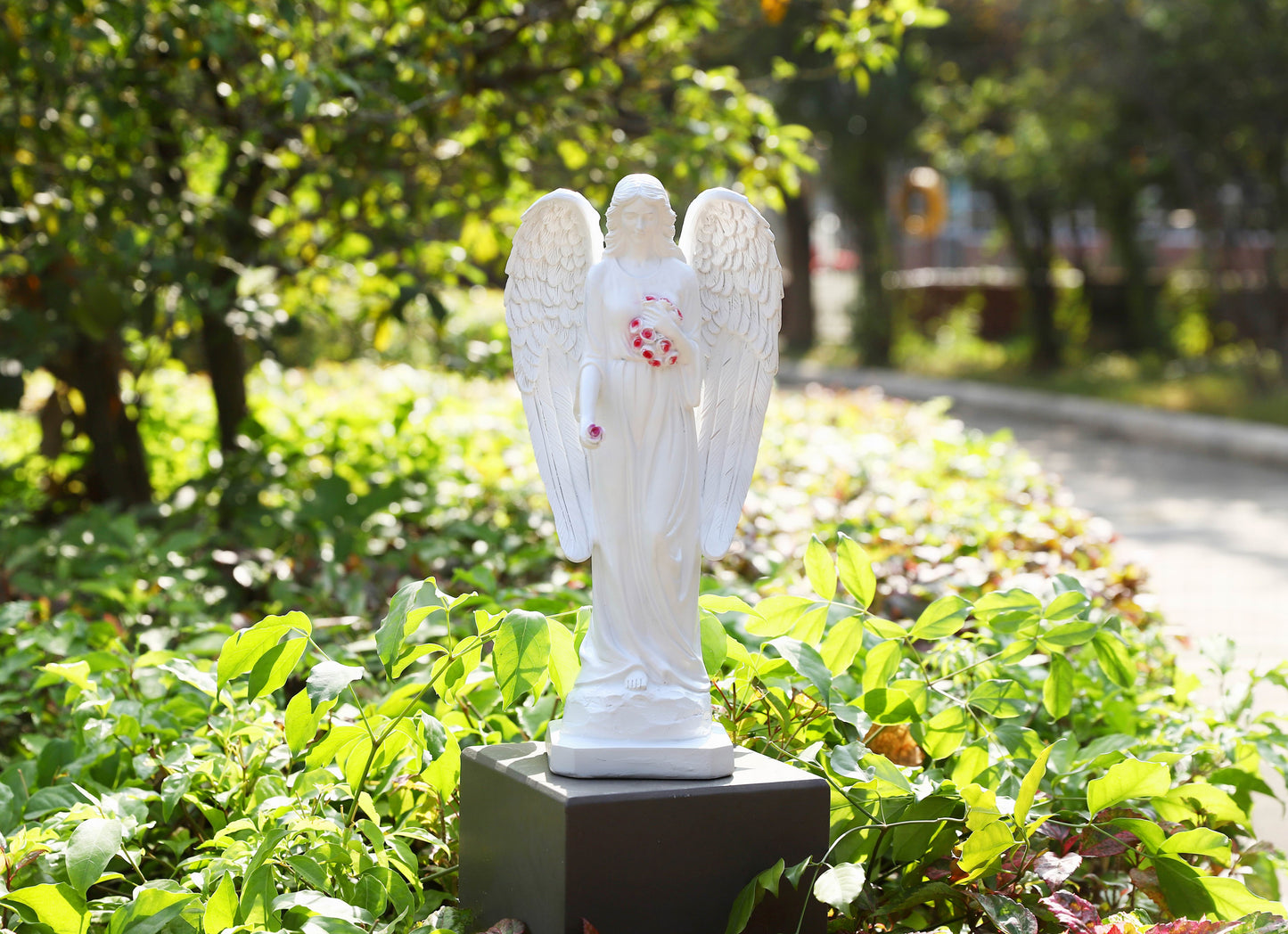 Guardian Angel with High-Power Solar Spotlight (Closed Wings)