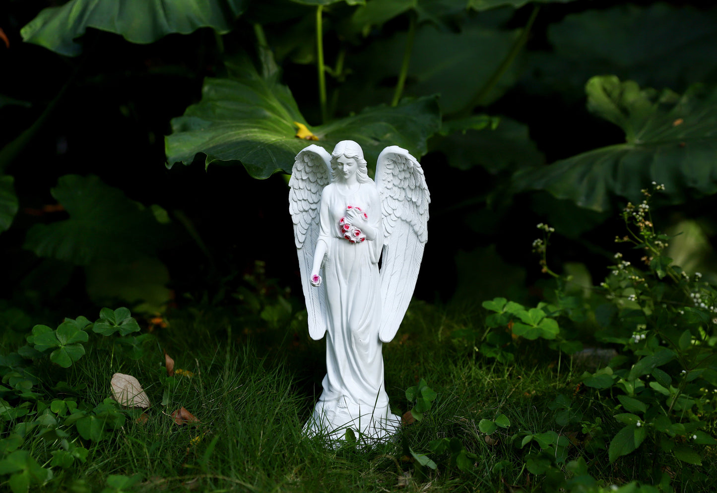 Guardian Angel with High-Power Solar Spotlight (Closed Wings)