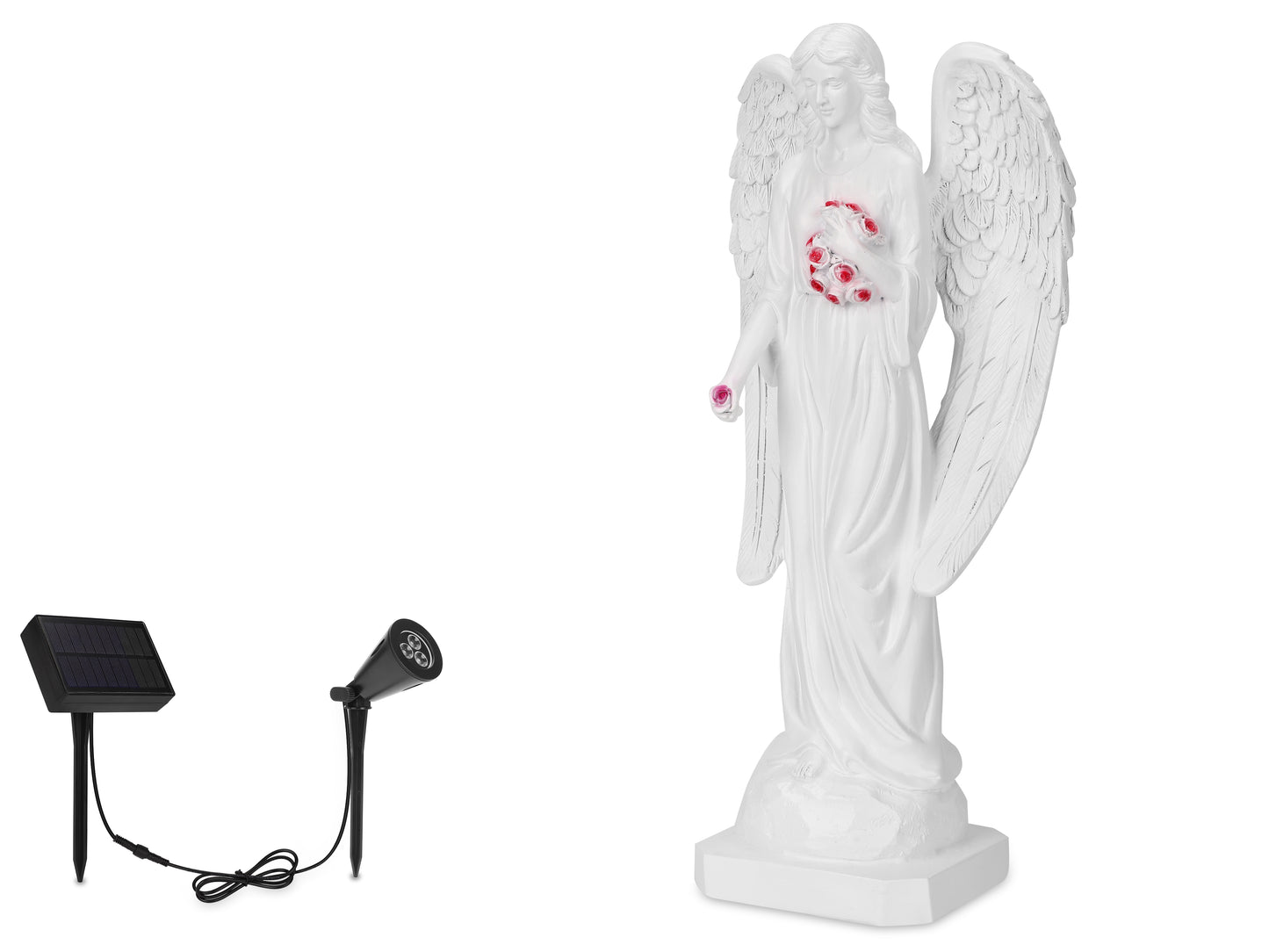 Guardian Angel with High-Power Solar Spotlight (Closed Wings)