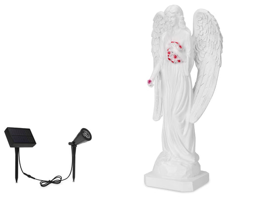 Guardian Angel with High-Power Solar Spotlight (Closed Wings)