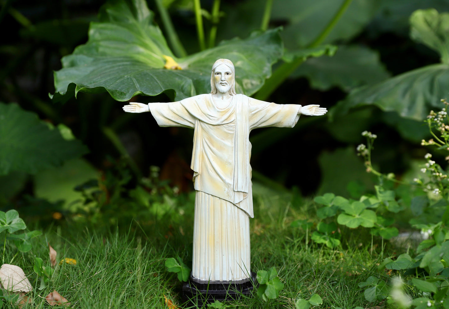 Jesus Statue with High-Power Solar Spotlight