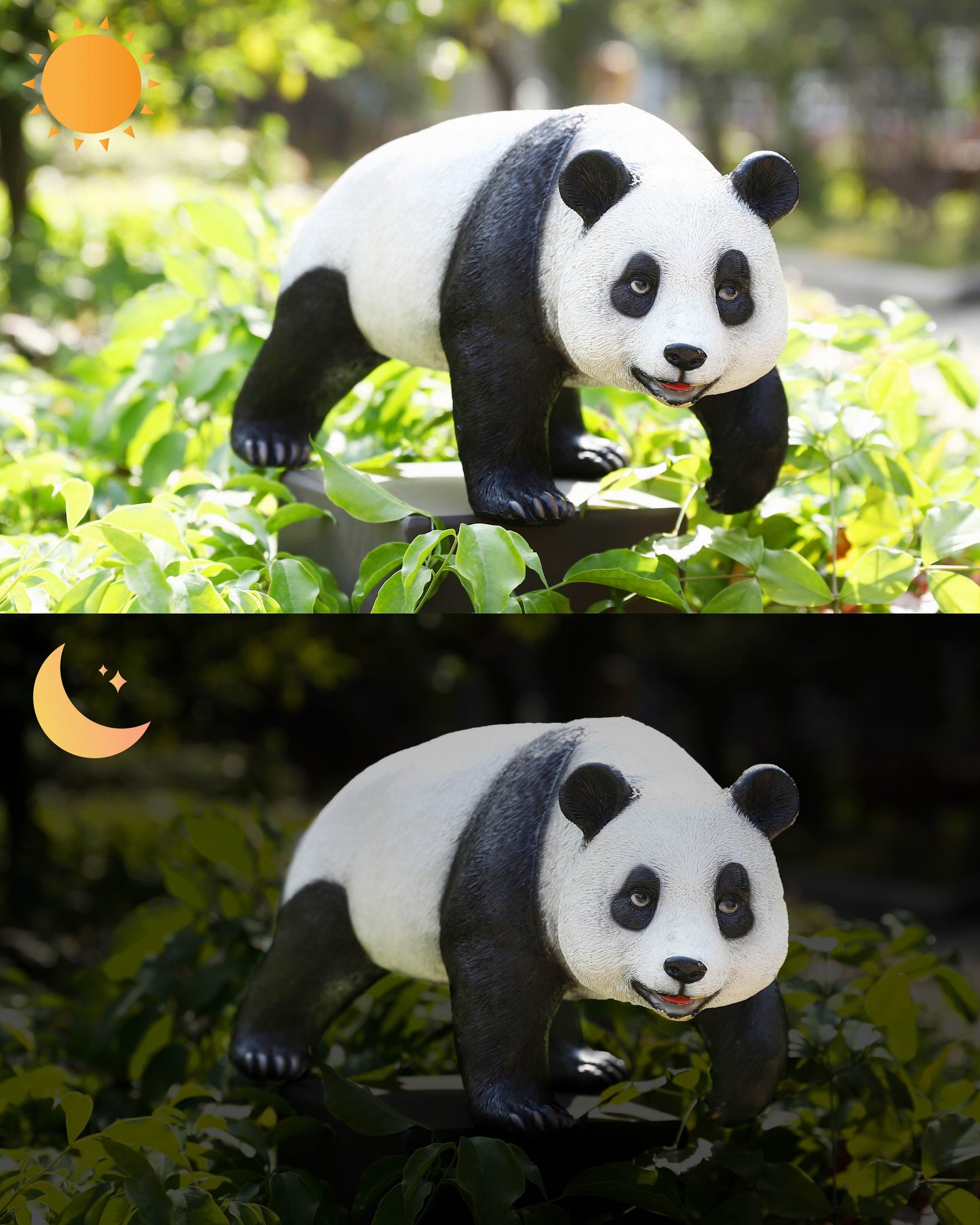 Panda Statue with High-Power Solar Spotlight