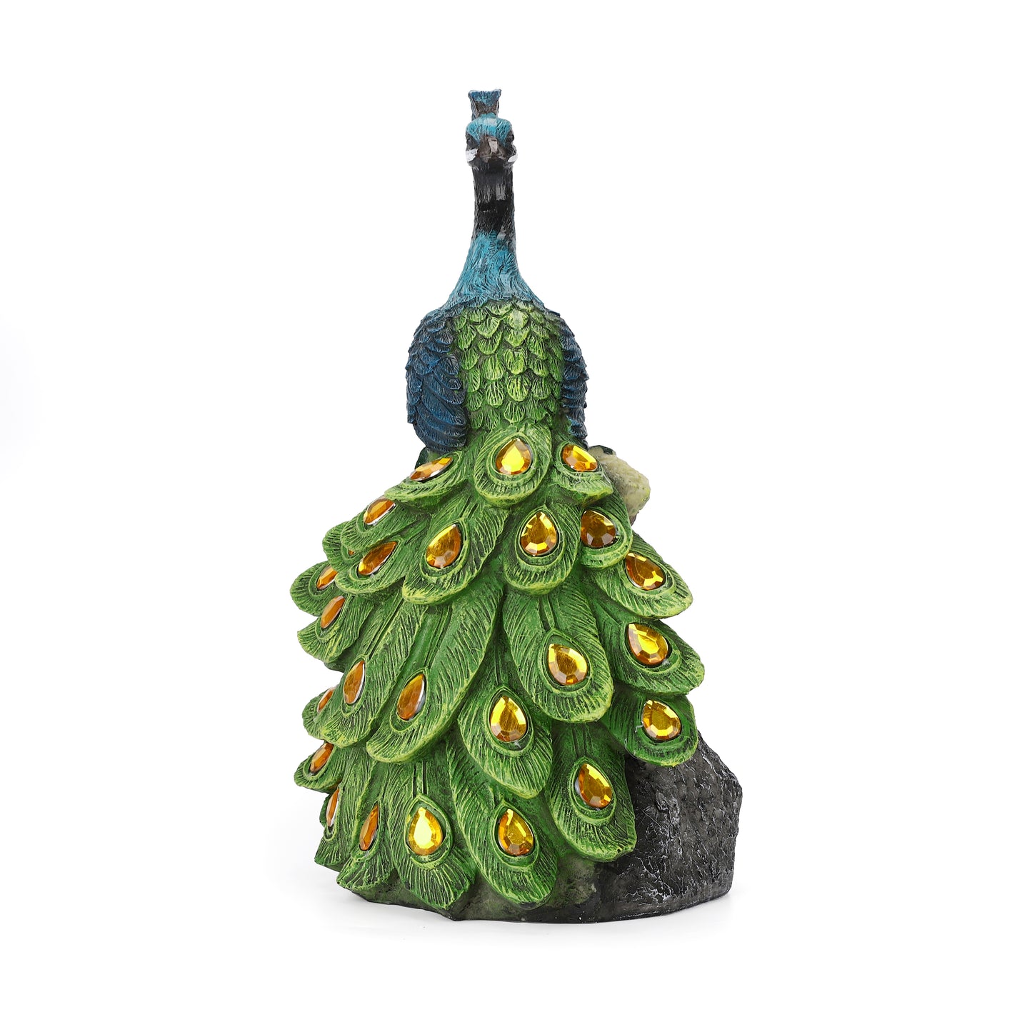 Calm Peacock Statue with High-Power Solar Spotlight
