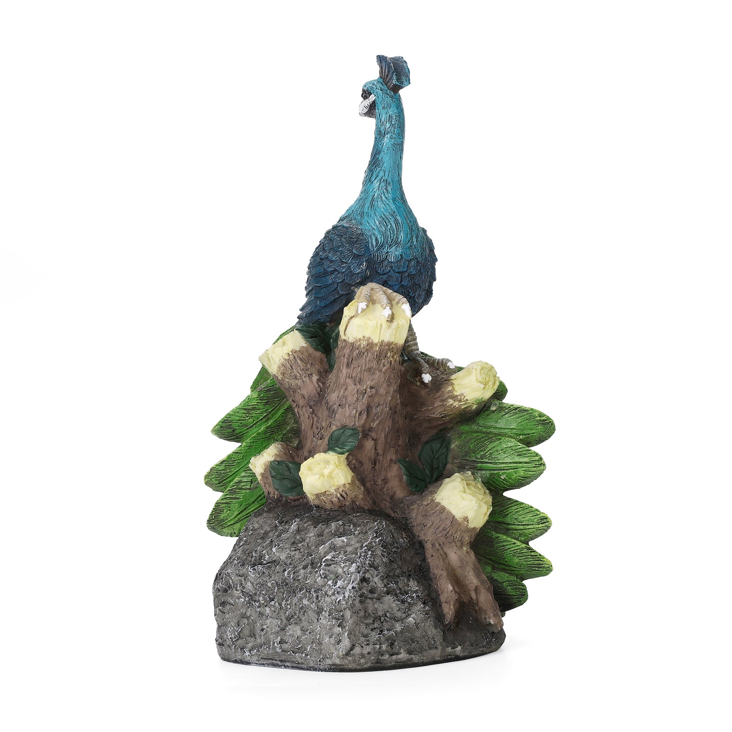 Calm Peacock Statue with High-Power Solar Spotlight