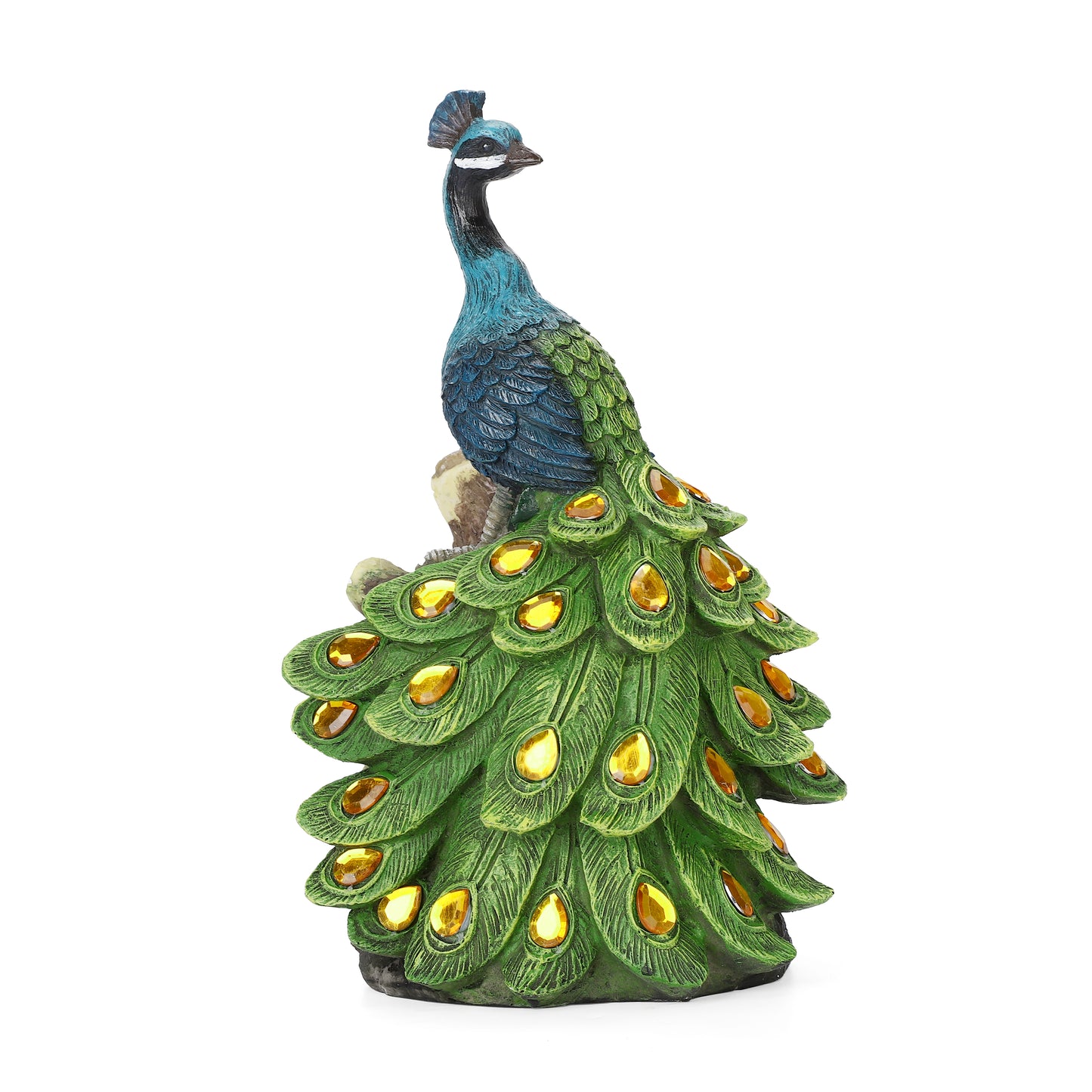 Calm Peacock Statue with High-Power Solar Spotlight