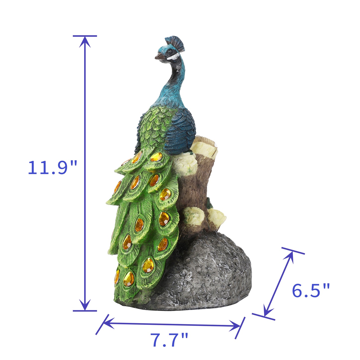 Calm Peacock Statue with High-Power Solar Spotlight