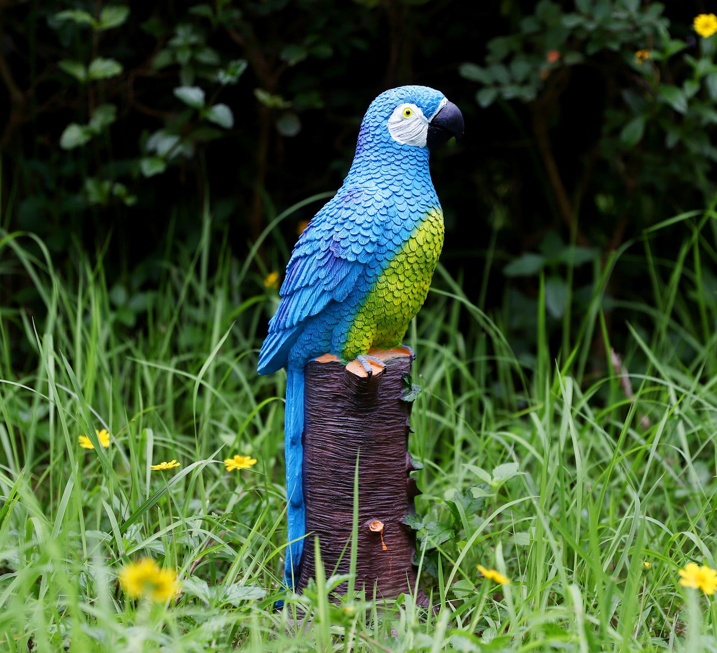Blue Parrot Statue with High-Power Solar Spotlight