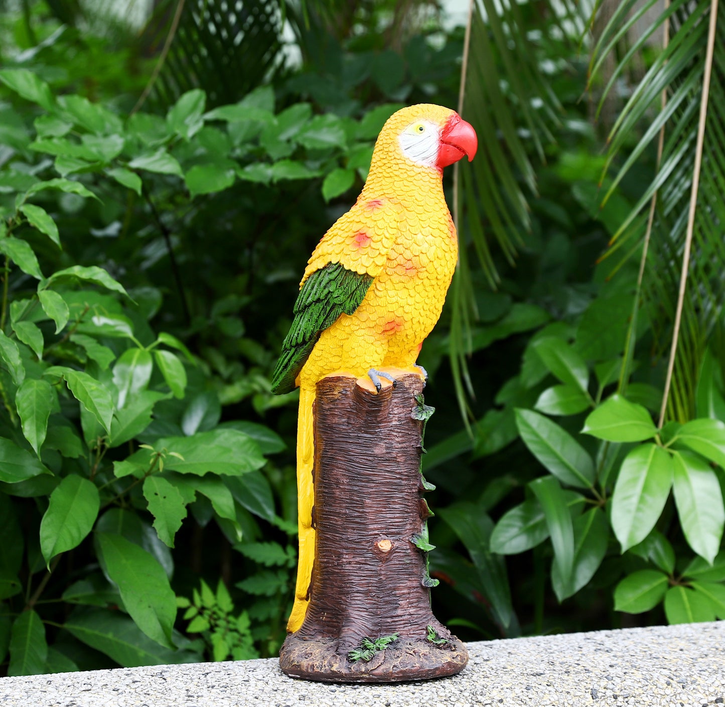 Yellow Parrot Statue with High-Power Solar Spotlight