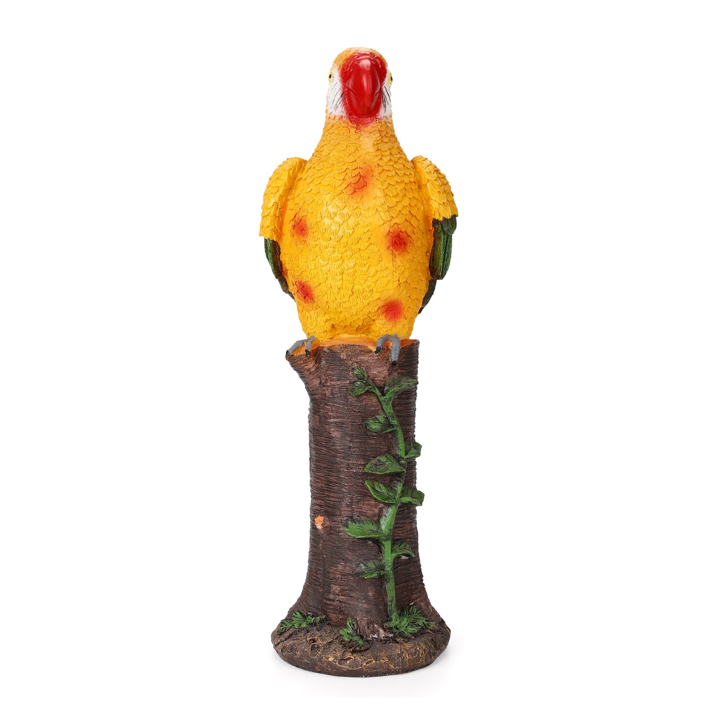 Yellow Parrot Statue with High-Power Solar Spotlight