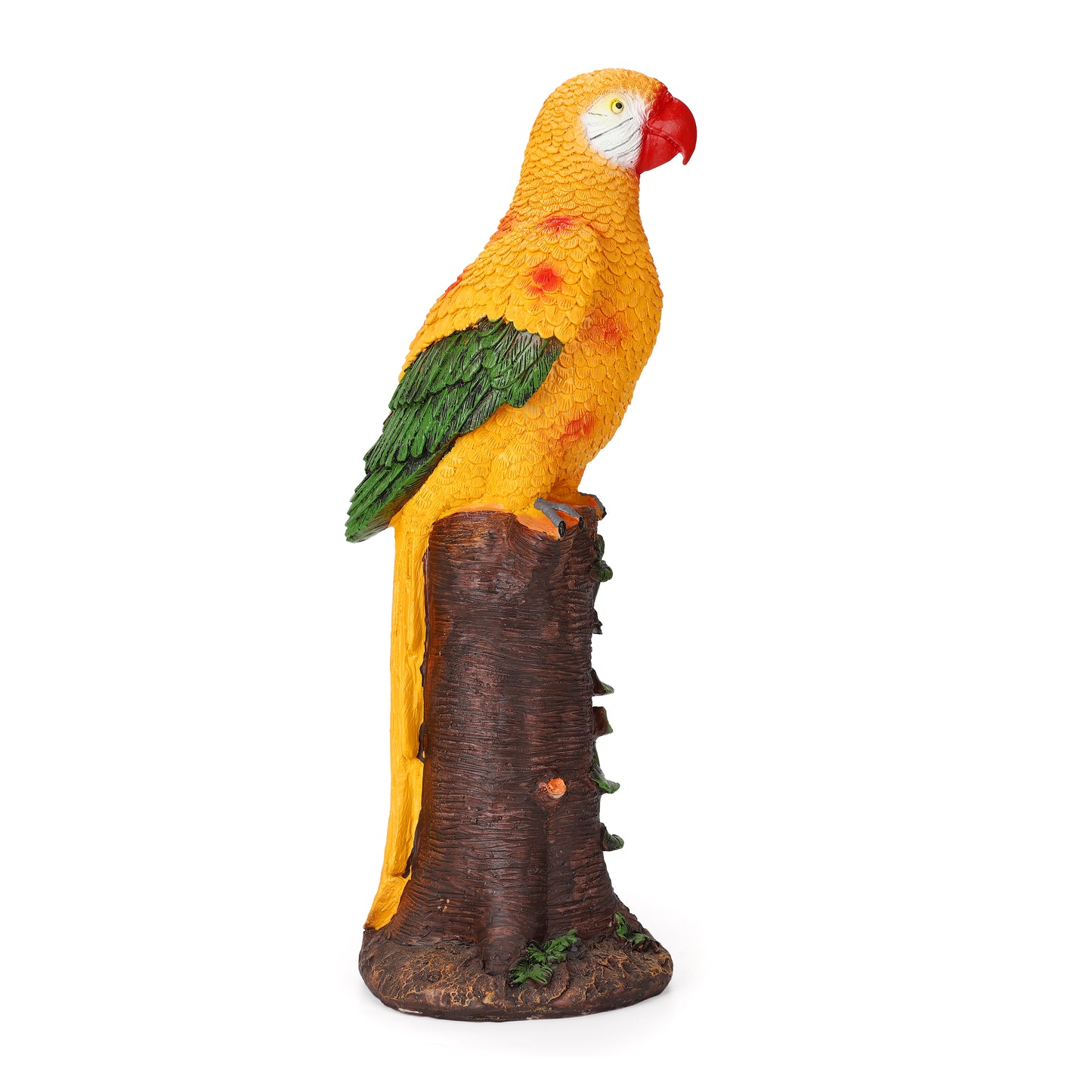 Yellow Parrot Statue with High-Power Solar Spotlight