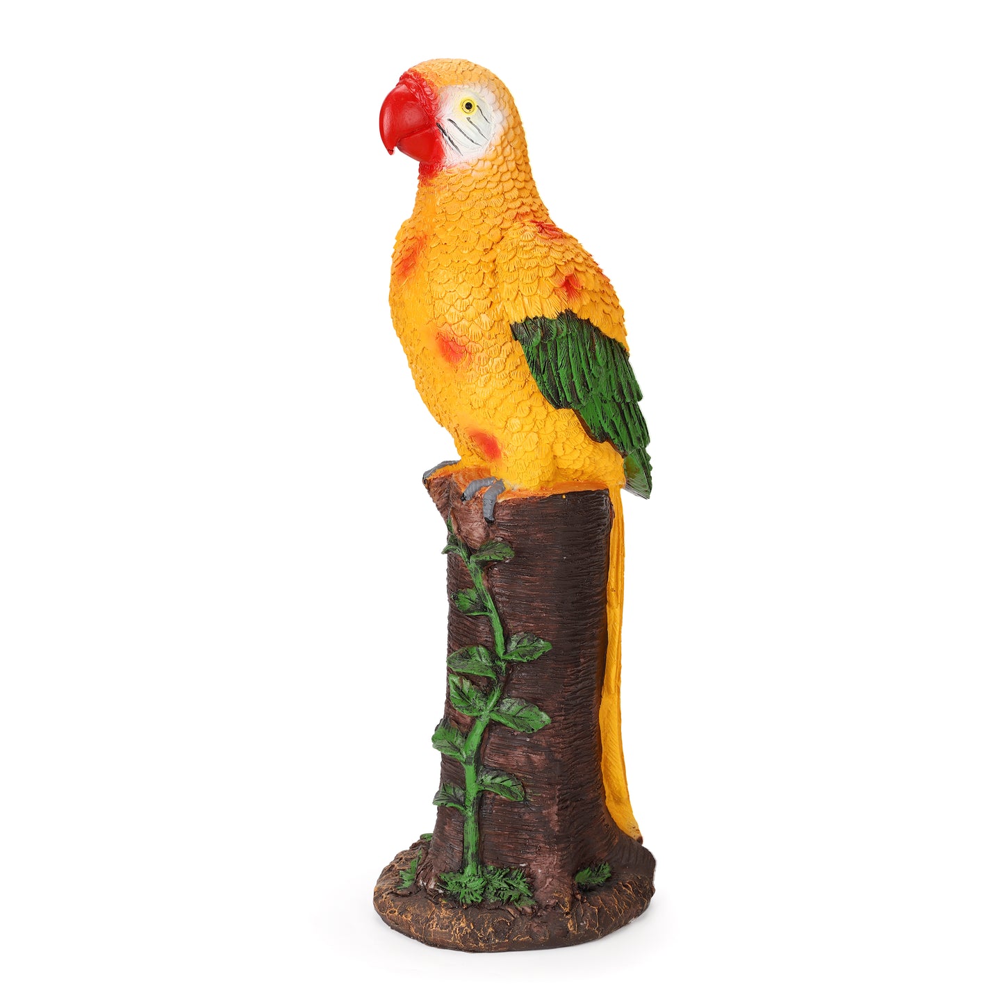 Yellow Parrot Statue with High-Power Solar Spotlight