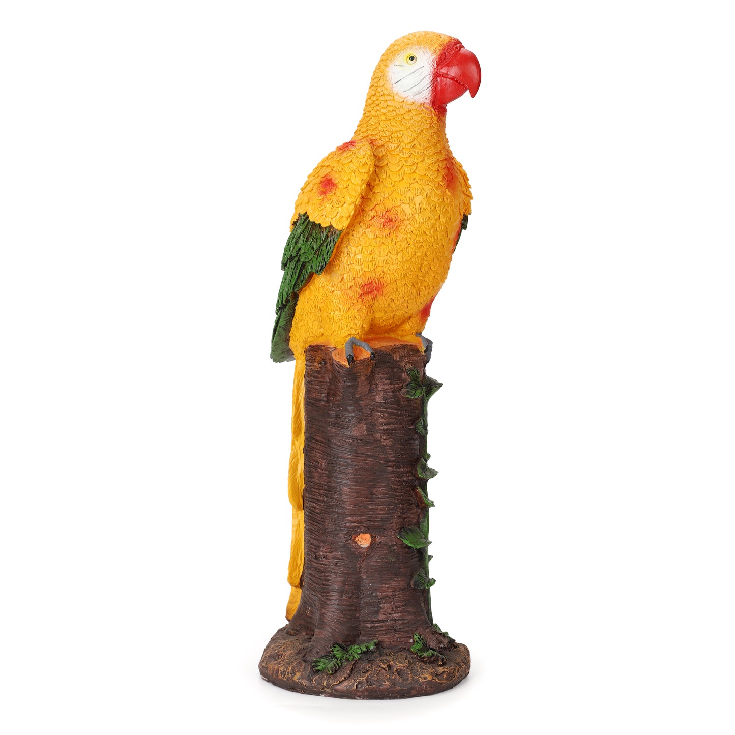Yellow Parrot Statue with High-Power Solar Spotlight