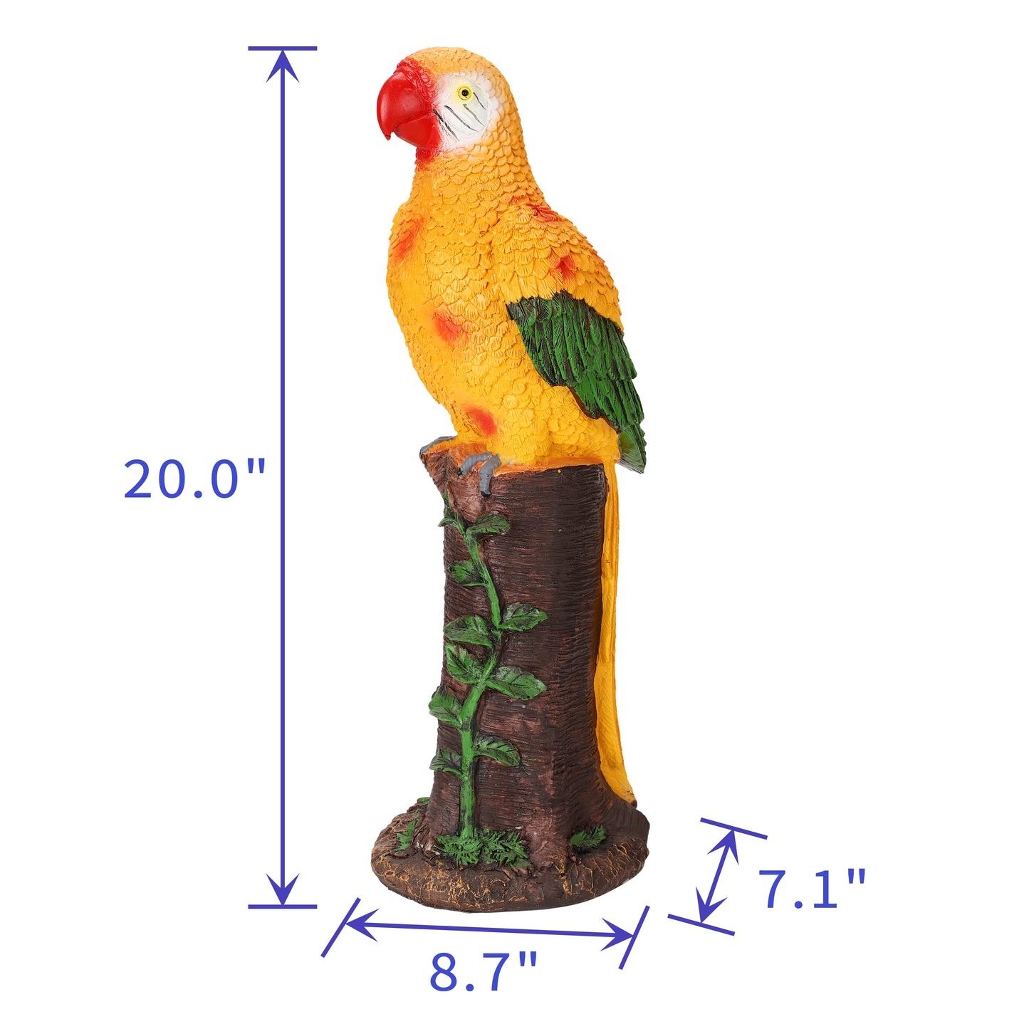 Yellow Parrot Statue with High-Power Solar Spotlight