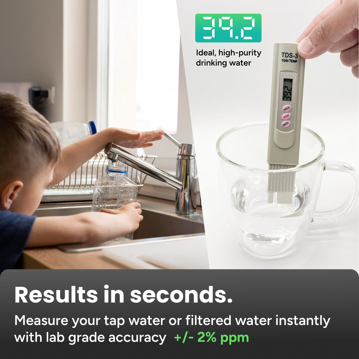 handheld TDS meter testing RO water vs tap water comparison