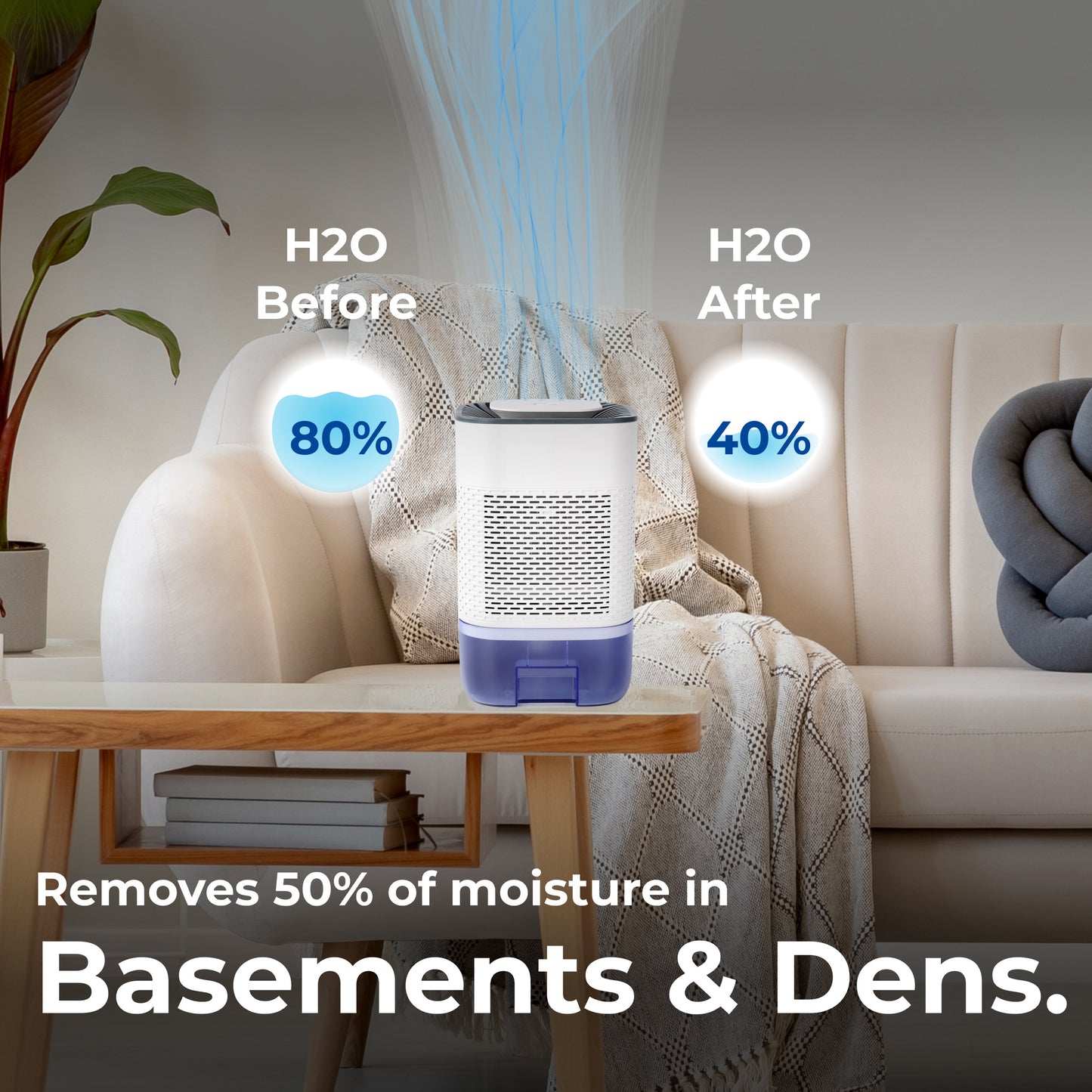 Techko Room Dehumidifier for the Home Basement Closet Bathroom – 800mL Capacity