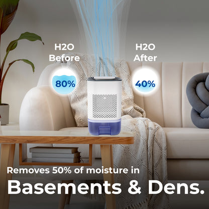 Techko Room Dehumidifier for the Home Basement Closet Bathroom – 800mL Capacity