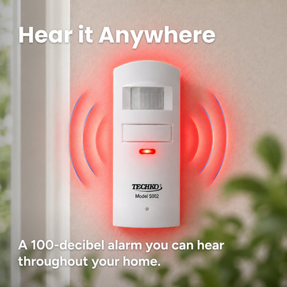 Techko Wall Motion Sensing Security Alarm with Remote Control