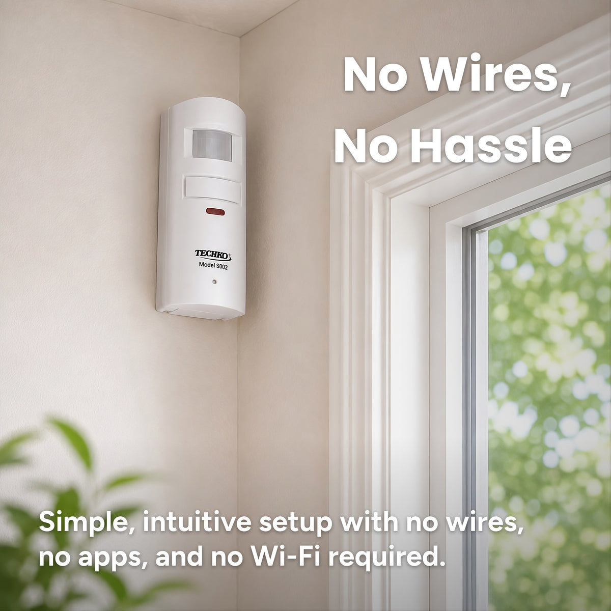 Techko Wall Motion Sensing Security Alarm with Remote Control