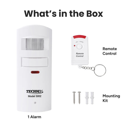 Techko Wall Motion Sensing Security Alarm with Remote Control